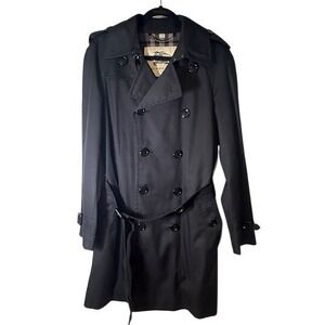 Burberry London Men's Black Trench Coat 46R EU / 36R US Authenticated